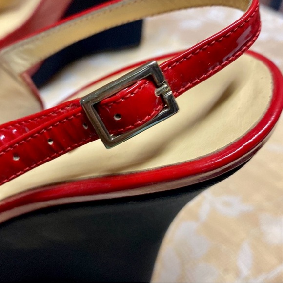 Kate Spade ♠️ Stunning Red & Black Patent Wedges Size 9 - Picture 8 of 8